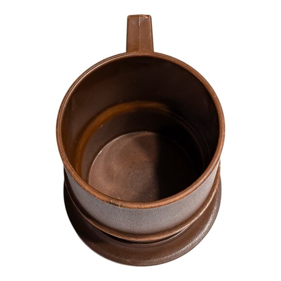 VTG Tupperware Brown Coffee Mug Cup With Lid Travel Kitchenware USA - Picture 6 of 7